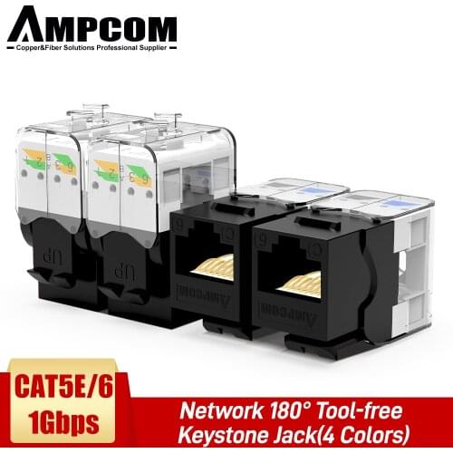 AMPCOM (UL Listed) CAT6/CAT5e Tool Less Keystone Jack, RJ45 UTP Keystone Module Adapter No Punch-Down Tool Couplers Modular