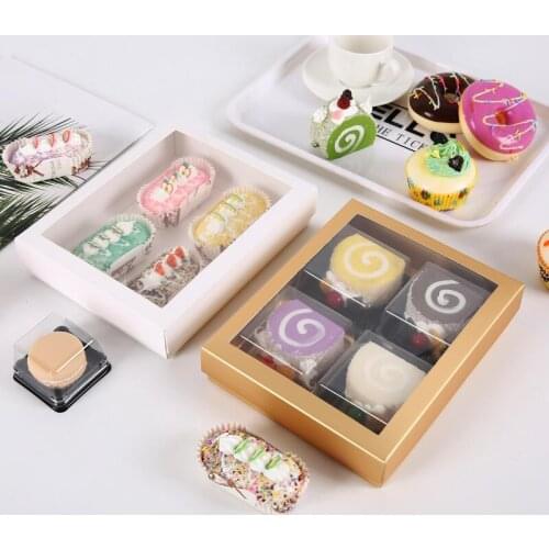 White Gold Gift Paper Box With Window Birthday Wedding Party Paper Box Packaging Candy Cookies Cup Cake Gift Boxes LX9444