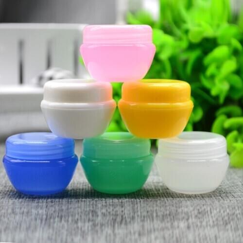 Free Shipping 50pcs/lot 5g/ml Empty Plastic Cosmetic Jars Packaging Cream Boxing Samples Container Pot Box For Flash Powder