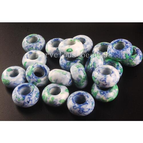 Free Shipping Beautiful 8x15mm Multicolor Jaspe charm Round Big Hole Beads fit European Bracelet Chain 10pcs PC3804