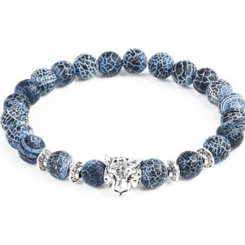 Leopard 8mm bohemian multicolor Agate beads Chakra Reiki Buddha Yoga Bracelet elastic adjustable Volcanic Stone Bangles c34cv