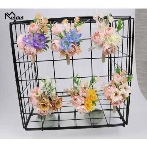 Groom Boutonniere Wrist Corsage Bracelets for Bridesmaids Bridal Brooch Flowers Corsage Wedding Boutonniere Marriage Accessories