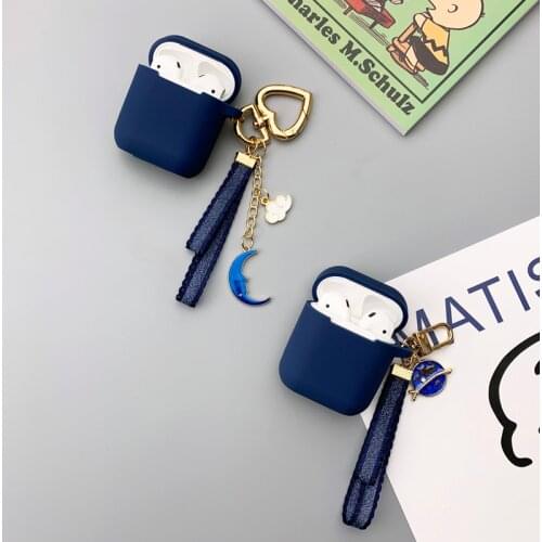 For Apple AirPods Case Cute Cat Moon Silicone Cartoon Earphone Cases For Airpods 1 2 Accessories Protective Cover Key Ring Gifts