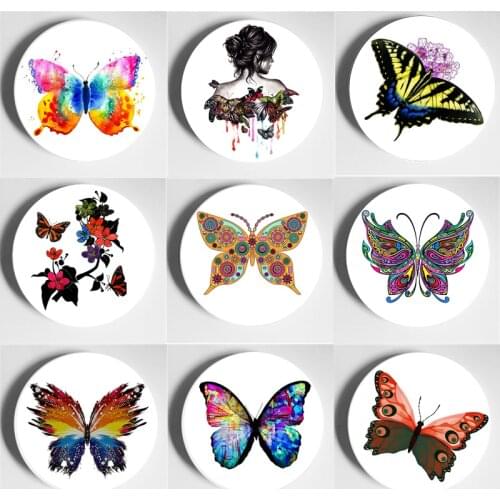 Handmade Colourful Butterflies Wall Plate Beautiful Decorative Plate High-End Art Display Plate Home Living Room Wall Background