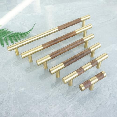 Wooden Cabinet Pulls Handles Brass Knobs for Drawer Dresser Wardrobe Pulls Kitchen Cupboard Door Knob Handle Furniture Hardware
