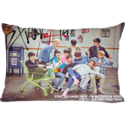 Hot Sale Stray Kids Rectangle Pillowcase Custom Home textile Zipper Pillowcase Pillow Cover Size 45*35cm (one side) Print