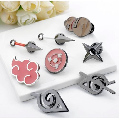 Naruto Symbol Alloy Enamel Pin Red Cloud Darts Sharingan Clothes Shirt Brooch Badge Charm Pins Metal Brooches for Women Men