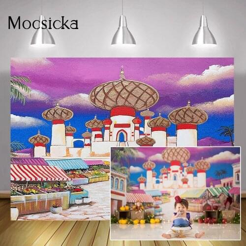 Palace Painting Cake Smash Backdrop Photocall Flowers Castle Newborn Children Birthday Art Background Kids Portrait Photo Shoot
