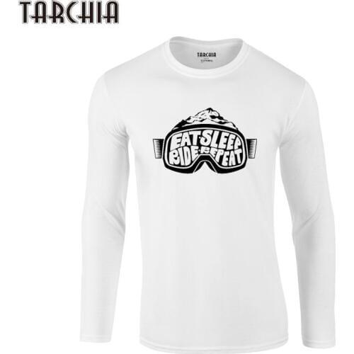 TARCHIA T-Shirts 2021 New Design Long Sleeve 100% Cotton Tees Tops Mens Slim Casual T Shirts Homme Snowboarding Motivation