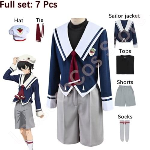 Lacauch SK8 the Infinity Anime Miya Chinen Cosplay Short Wigs Sportswear sailor JK uniform Party Outfits SK Eight Sui White Hat