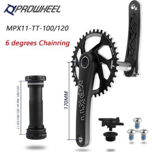 Prowheel Snow Bicycle Crankset 170mm Crank 30T/32T/34T/36T/38T GXP Chainrings with Bottom bracket BB100/120mm Fat Bike Crank set