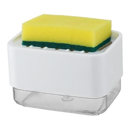 Kitchen soap dispenser with sponge box sponge washer plastic dishwashing liquid detergent push-type soap dispenser