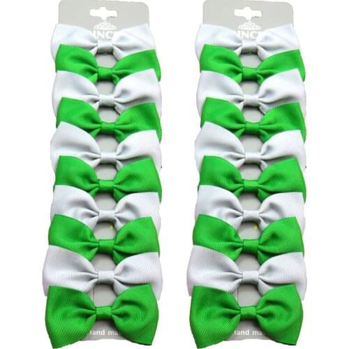 20PCS/Lot Lovely Green and Gray Hairpins Grosgrain Ribbon Bows Clips 2020 Korean Creativity Hair Accessories For Baby Girls NEW