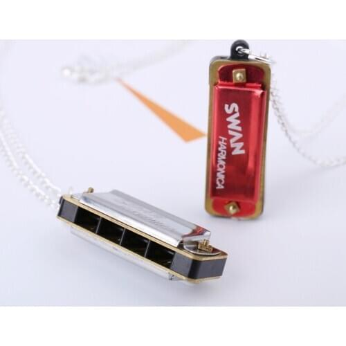 Harmonica Musical Instruments 4-hole Key Educational Toy Keychain Jewelry Mini Necklace Harmonica