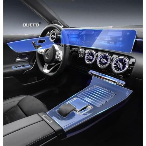 Sticker For Mercedes Benz A Class W177 V177 A180 A200 A220 A250 Car Center Console Full Interior Mouldings TPU Protector Film