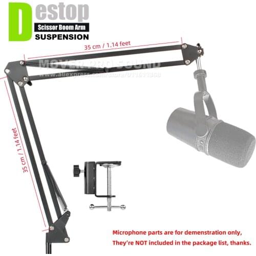 Desktop Suspension Scissor Boom Arm Mic Rack For SHURE MV7 MV 7 Recording Microphone Stand Table Desk Hang Tabletop Mount Holder