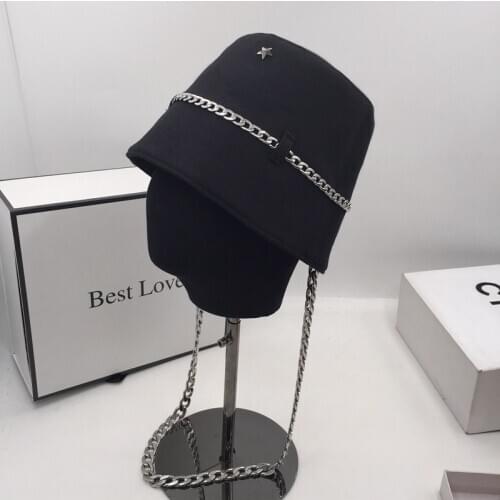 New winter early tide female bucket hat for women fisherman hat chains with customized