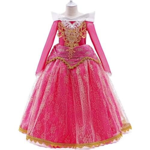 New Teenage Girl Princess Ball Gown Lace Long Sleeves Dress Kids Flower Dresses For Girls Children Prom Party Wear