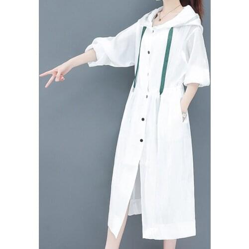 Sun Protection Clothing Women Mid-Length 2021 Summer New Loose Large Size 4XL Femme Thin Sunscreen Windbreaker Thin Jacket