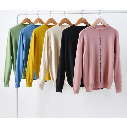 Autumn winter worsted knitted sweater women letter print pullover bottoming sweaters female long sleeve stretch sweaters A3111