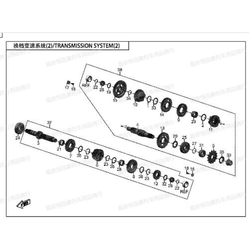 Main shaft and counter shaft suit for CF400GT code is 0700-061000-20000/0700-062000-1000