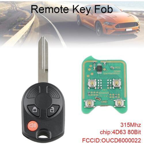 315Mhz 3 Buttons Remote Key Fob Entry 4D63 80Bits Chip OUCD6000022 Fit for 2006 2007 2008 2009 2010 Ford F 150 250 350 New
