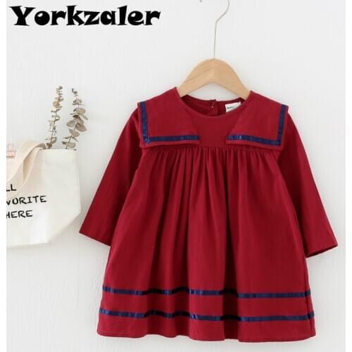 Toddler Girl Christmas Dress Long Sleeve High Quality 100% Cotton Autumn Baby Girls Dress Red Children Clothing Drop Shipping