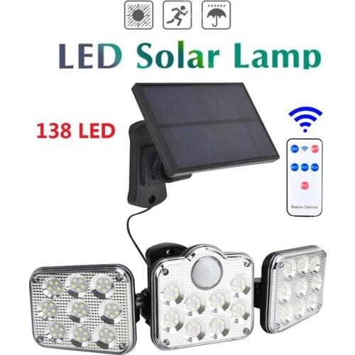 138 led seperable remote Solar Light Street Lamp Induction Solar powered Waterproof PIR Motion sensor Garden Courtyard Lights ca