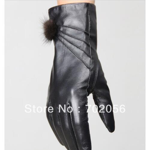 Vintage Women fur Genuine Goat leather gloves skin gloves LEATHER GLOVES #3117