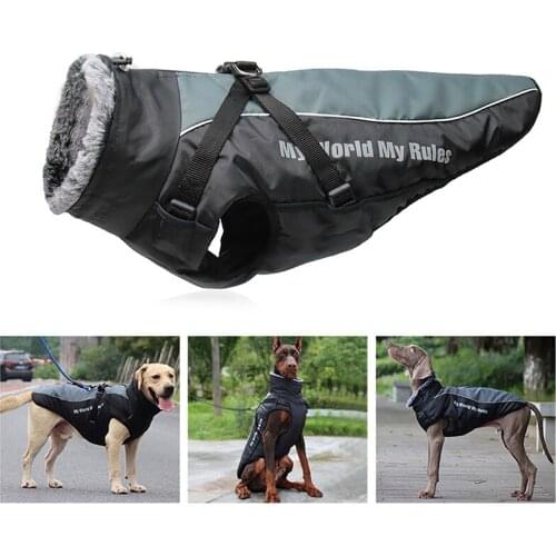 Waterproof Windproof Dog Vest Winter Coat Warm Apparel for Cold Weather Pet Jacket for Small Medium Large Dogs with Furry Collar