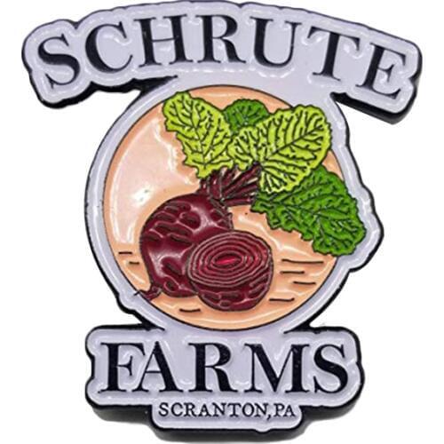Schrute farms badge Dwight Schrute The office pins beets vegetable brooch foodie vegan gift