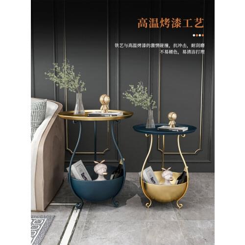 Living room marble sofa corner few simple modern balcony light luxury tea table table small round table bedside table