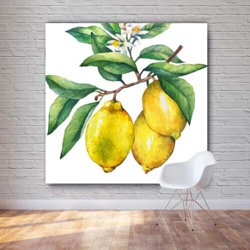 1 Pieces Hot HD Print On Canvas Oil Frutis Paintings For Kitchen Home Decor Lemon On The Branch Wall Pictures Living Room Poster