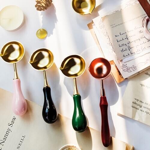 1Pcs Wax Melting Spoons Multi Purpose for Sealing Stamp DIY Craft Anti-Hot Card Making Tools Metal/Wood/Solid Wood