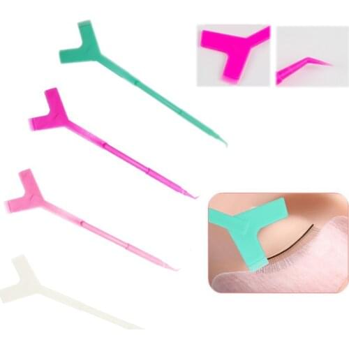 10pcs 2 Way Plastic Eyelash Perming Stick Tool Lashes Extension Hot Glue Spoon Y Shape Comb Brush Lash Lifting Curler Applicator
