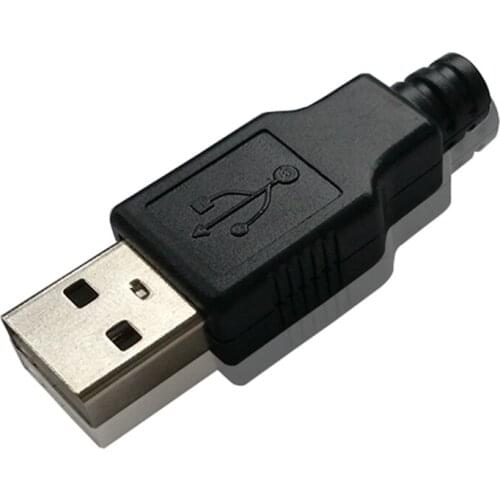 10Pcs USB 2.0 Type A Male USB 4 Pin Plug Socket Connector With Black Plastic Cover