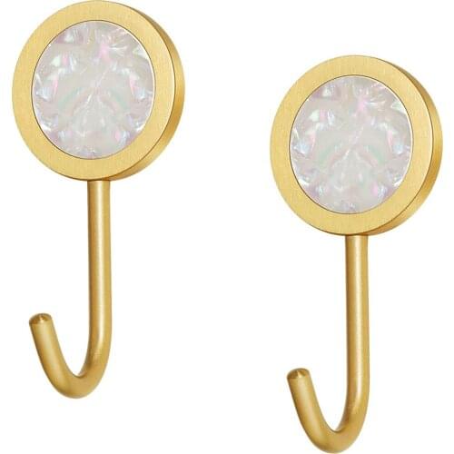 2Pcs Brass Towel Hooks for Bathroom Wall and Kitchen, Recomako Robe and coat hooks Sticky Hanging Hangers