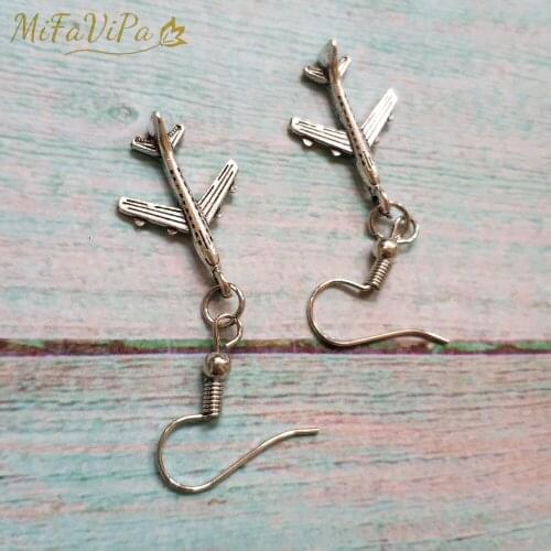 20 Pairs New Trinket Plane Girl Silver-Color Cute Earring Drops New Fashion for Handmade Tiny Aircraft Earrings for Flight Crew
