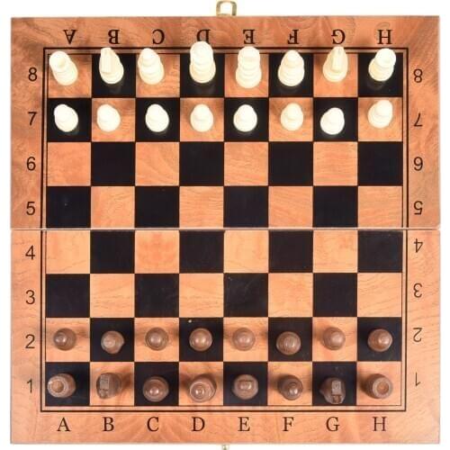 3-in-1 Wooden Chess Set With Folding Chess Board Board Game Desktop Chess Toys For Friends Party Game
