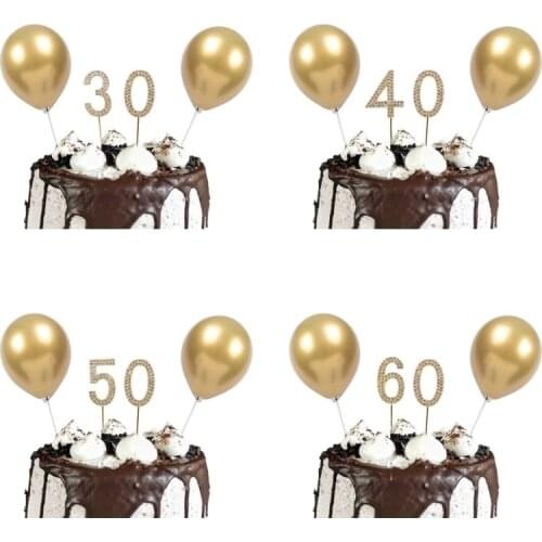 30 40 50 60 70 Years Old Birthday Cake Toppers Cupcake Topper Anniversary Adult Golden 30th 40th 50th 60th 70th Cake Decorations