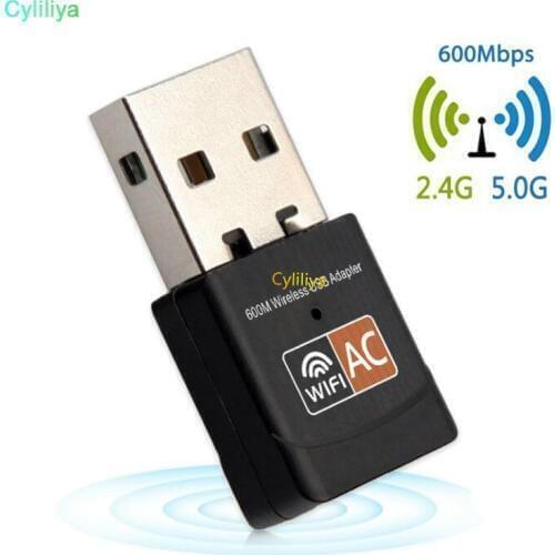 50pcs 600Mbps USB WiFi Adapter 2.4GHz 5GHz WiFi Antenna PC Mini Wireless Computer Network Card Receiver Dual Band 802.11b/n/g/ac