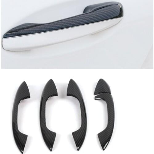 Car Accessories ABS Carbon Door Handle Trim Frame Sticker Cover Moulding for Mercedes Benz C Class W205 GLC X253 A Class W177