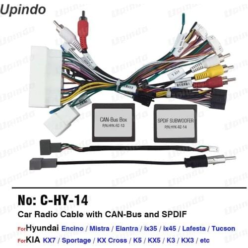 Car Audio Cable with CAN-Bus Adapter Wiring Harness Power Connector Socket for Hyundai Encino Elantra ix35 ix45 for KIA KX7 KX3