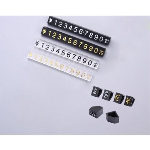 Large Price Cubes Dollar Euro Adjustable Snap Number Digit Stick Phone Watch Jewelry Snack Food Counter Display Stand Sign Tags