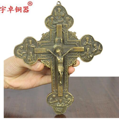 Large # religious Jesus cross # 2020 office home efficacious Protection Talisman Christianism Catholicism cross brass statue