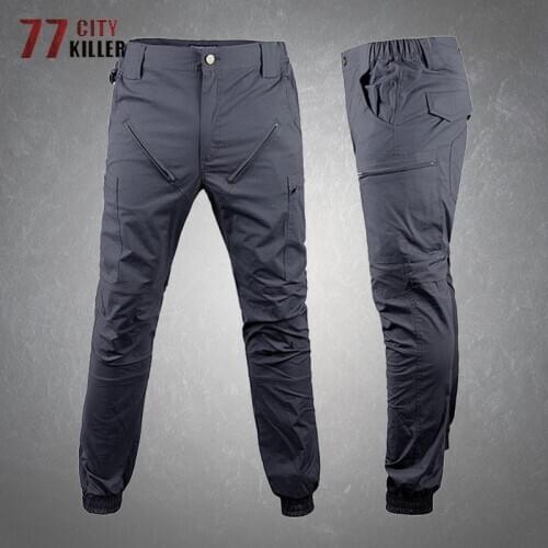 Casual Tactical Pants Man Outdoor Breathable Wear-resistant Cargo Trousers Male Elasticity Slim Solid Color Military Mens Pants