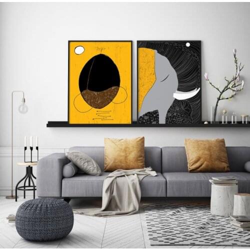 Black Yellow Poster, Wildlife Wall Art Picture Canvas Poster Nursery Print Minimalist Painting Decor No Frame