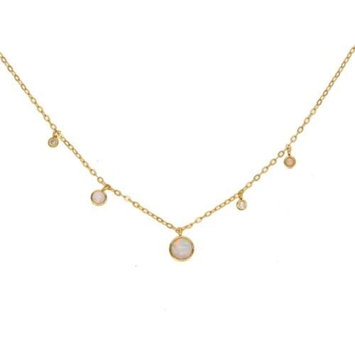 Guarantee 100% 925 sterling silver vermeil minimal round dots cz opal choker simple charm chocker necklace