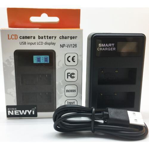 Digital USB 5V Input Dual Camera Battery Charger with LCD Display for Fuji XT2 XA3 X100F XA10 XA10 XA2 XT10 XT1 NP-W126 Battery