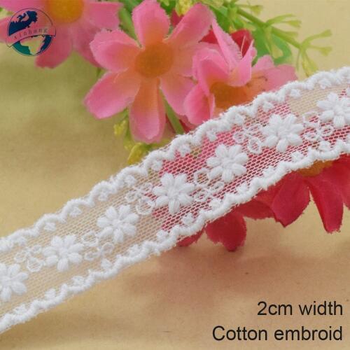 5yards 2cm wide Cotton embroid lace edge sewing ribbon guipure trim wedding lace DIY Garment Accessories french doll lace#3933